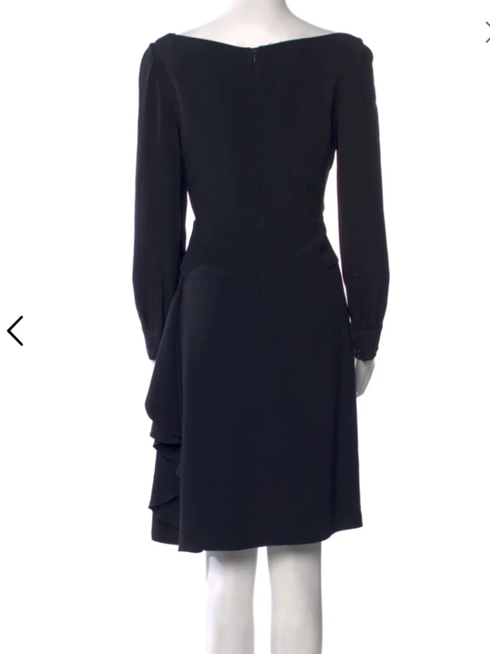 Prada Black Long-Sleeve Draped Back Dress - Picture 2 of 16